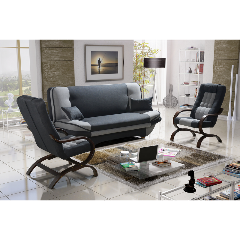 Fotel, világosszürke/sötétszürke/dió, GURU