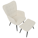 Fotel lábtartóval, fehér Velvet szövet/fekete, HABEN