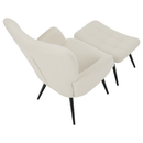 Fotel lábtartóval, fehér Velvet szövet/fekete, HABEN
