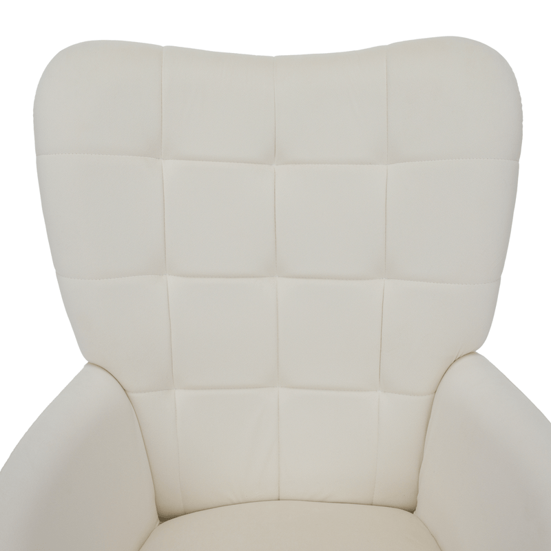 Fotel lábtartóval, fehér Velvet szövet/fekete, HABEN