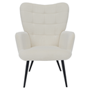 Fotel lábtartóval, fehér Velvet szövet/fekete, HABEN