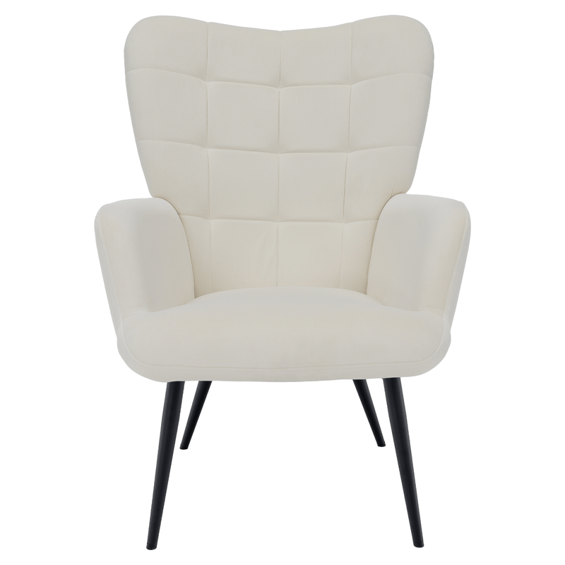 Fotel lábtartóval, fehér Velvet szövet/fekete, HABEN