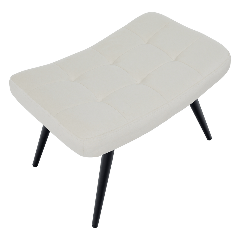 Fotel lábtartóval, fehér Velvet szövet/fekete, HABEN