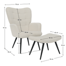 Fotel lábtartóval, fehér Velvet szövet/fekete, HABEN