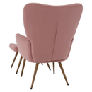 Fotel lábtartóval, rózsaszín Velvet szövet/tölgy, HABEN