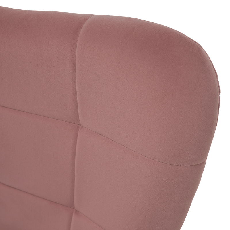 Fotel lábtartóval, rózsaszín Velvet szövet/tölgy, HABEN