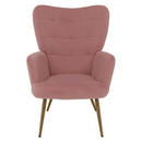 Fotel lábtartóval, rózsaszín Velvet szövet/tölgy, HABEN