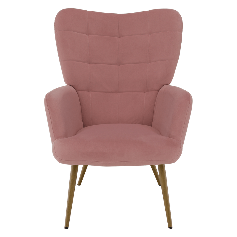 Fotel lábtartóval, rózsaszín Velvet szövet/tölgy, HABEN