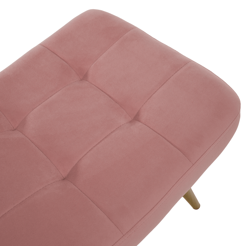 Fotel lábtartóval, rózsaszín Velvet szövet/tölgy, HABEN