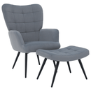 Fotel lábtartóval, szürke Velvet szövet/fekete, HABEN