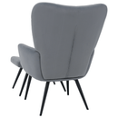 Fotel lábtartóval, szürke Velvet szövet/fekete, HABEN