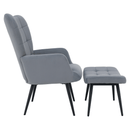 Fotel lábtartóval, szürke Velvet szövet/fekete, HABEN