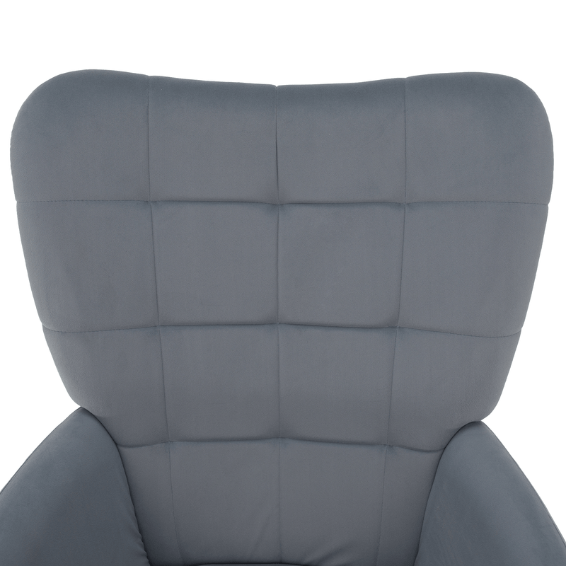 Fotel lábtartóval, szürke Velvet szövet/fekete, HABEN