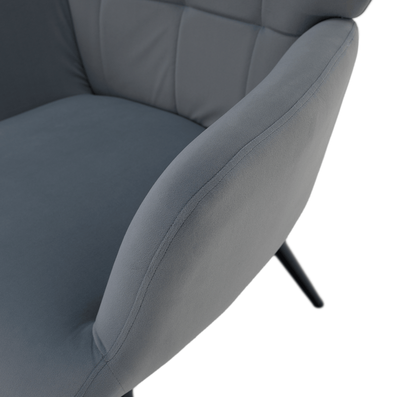 Fotel lábtartóval, szürke Velvet szövet/fekete, HABEN