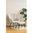 Fotel lábtartóval, fehér Velvet szövet/fekete, HABEN