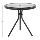 Kerti kisasztal, fekete acél/edzett átlátszó üveg, HABIR