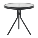 Kerti kisasztal, fekete acél/edzett átlátszó üveg, HABIR