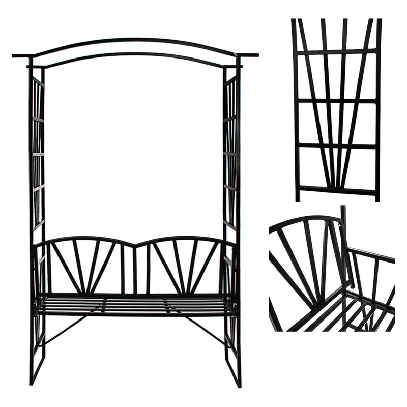 Kerti pad pergolával, fekete, HAIFA