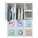 Gyerek moduláris szekrény, szürke/gyerek minta, HAKON