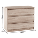 3 fiókos komód, tölgy sonoma,  HANY NEW 003