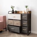 Komód szövet fiókokkal, bézs/barna, HAZEL TYP 3