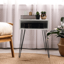 Kisasztal/éjjeliszekrény, fehér/fekete, HONEJ