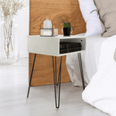 Kisasztal/éjjeliszekrény, fehér/fekete, HONEJ