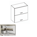 Felsőszekrény, fehér extra magasfényű/szürke, PRADO 60 GU-72