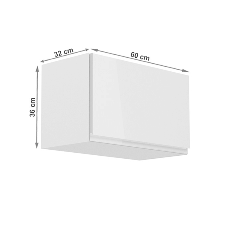 Felsőszekrény, fehér/fehér extra magasfényű, AURORA G60KN