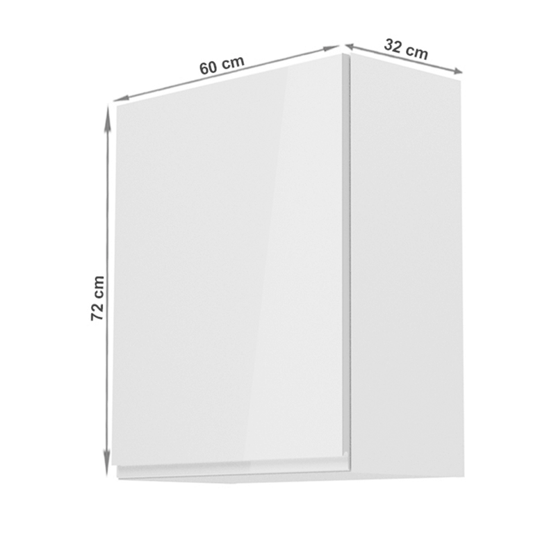 Felsőszekrény, fehér/fehér extra magasfényű, balos, AURORA G601F