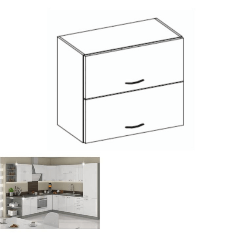 Felsőszekrény, fehér extra magasfényű/szürke, PRADO 80 GU-72