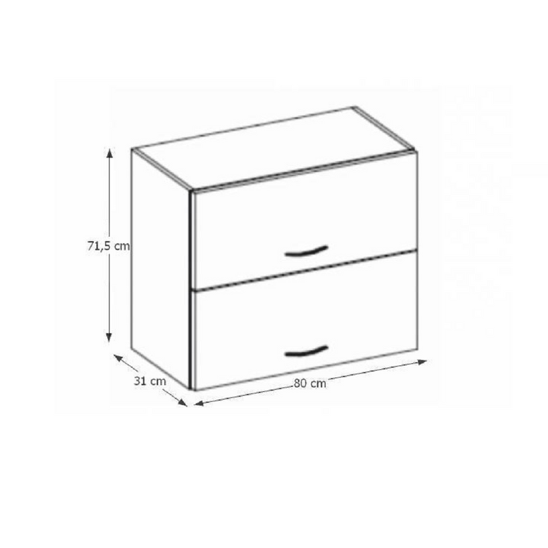 Felsőszekrény, fehér extra magasfényű/szürke, PRADO 80 GU-72