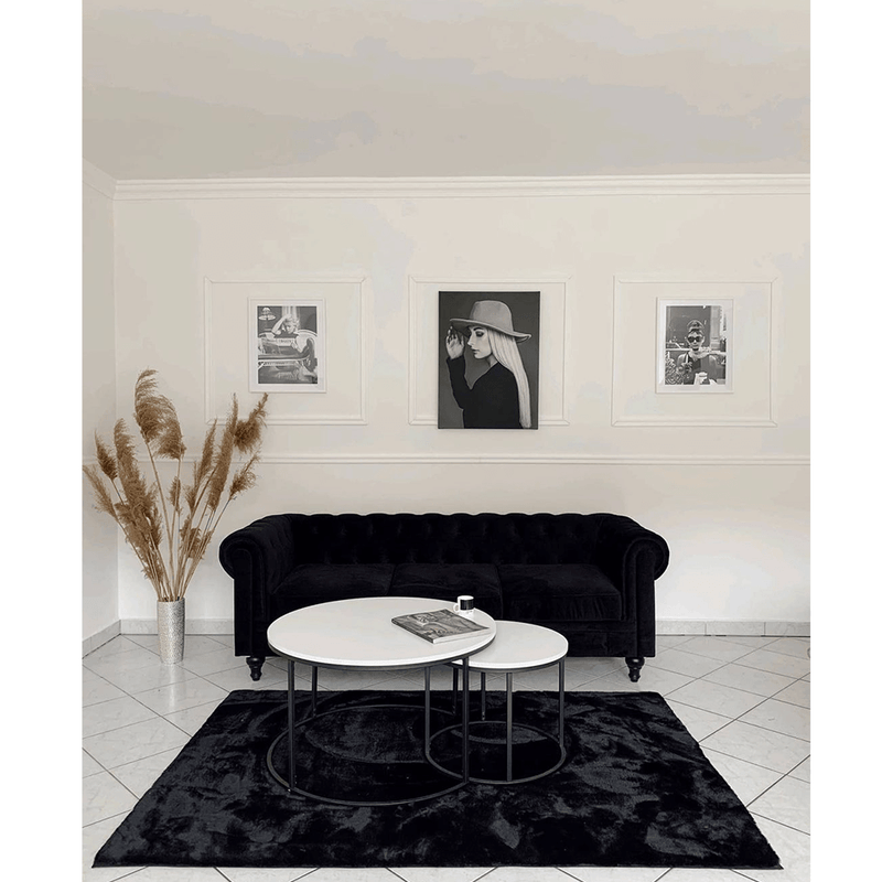 Két dohányzóasztal készlet, fehér/fekete, IKLIN