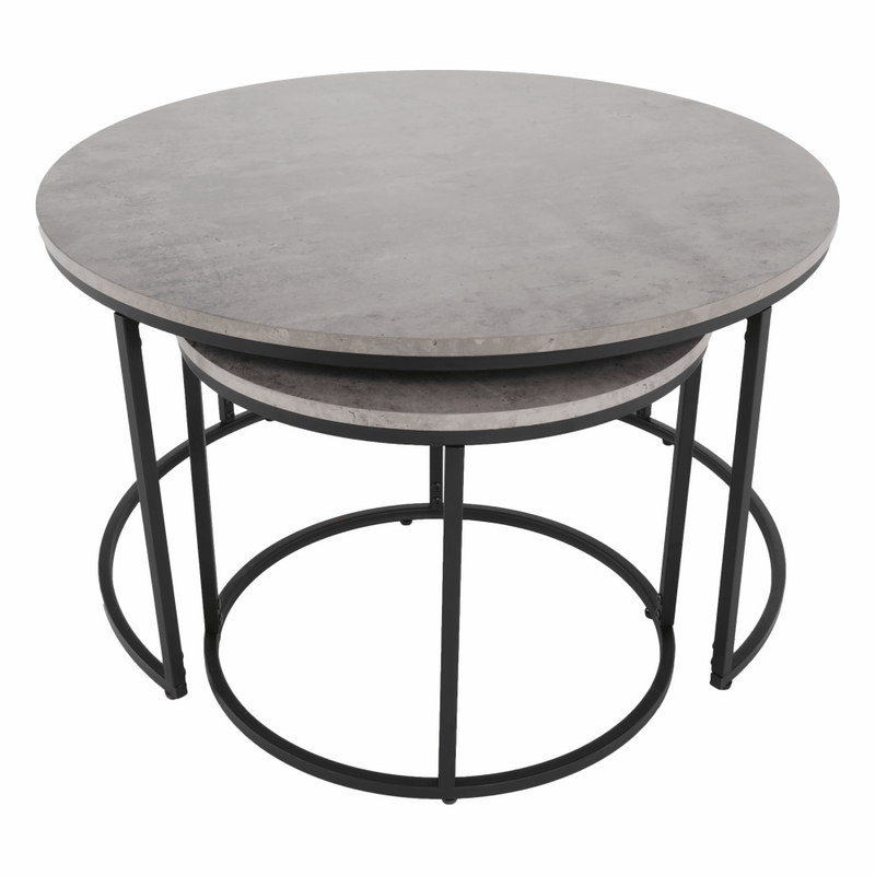 Két dohányzóasztal készlet, beton/fekete, IKLIN