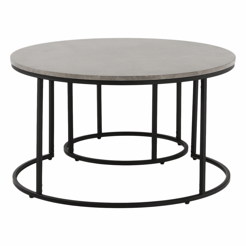 Két dohányzóasztal készlet, beton/fekete, IKLIN