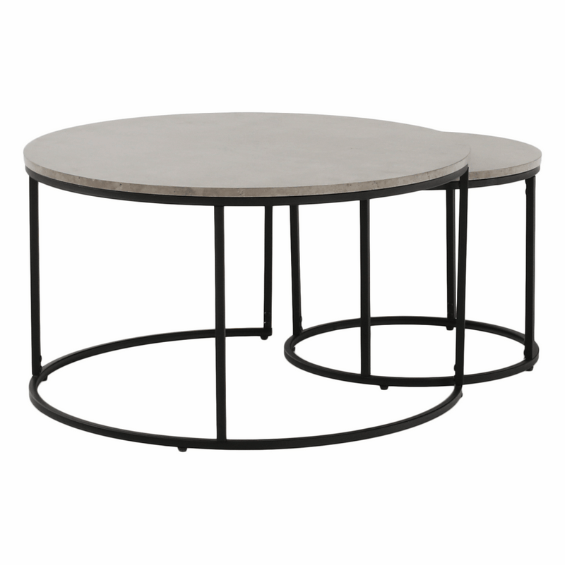 Két dohányzóasztal készlet, beton/fekete, IKLIN