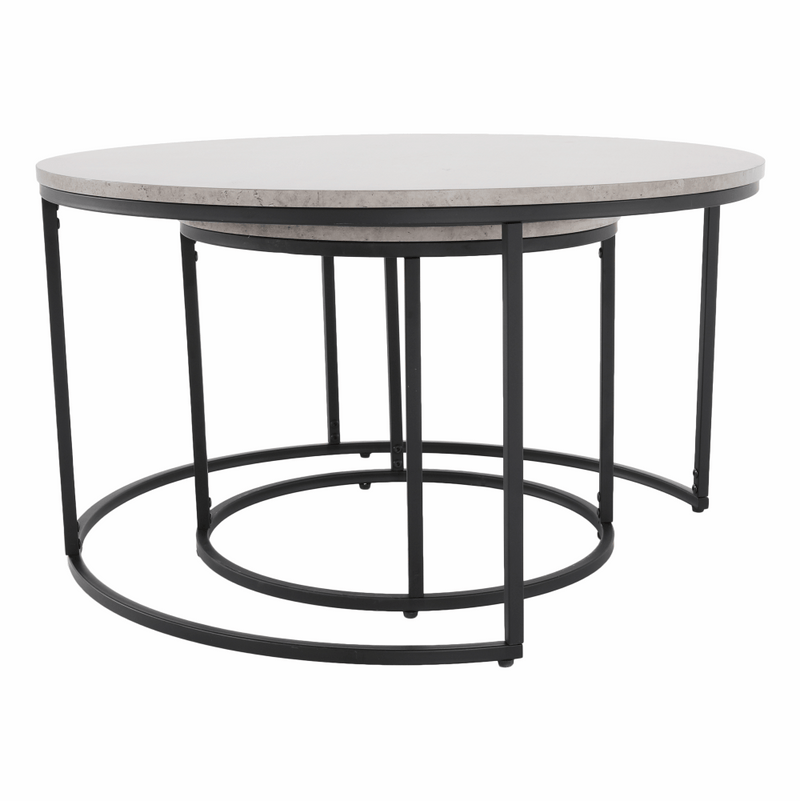 Két dohányzóasztal készlet, beton/fekete, IKLIN