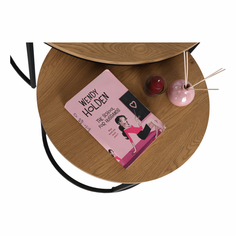 Két dohányzóasztal készlet, tölgyfa/fekete, IKLIN