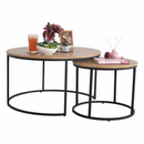 Két dohányzóasztal készlet, tölgyfa/fekete, IKLIN