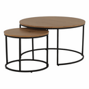 Két dohányzóasztal készlet, tölgyfa/fekete, IKLIN