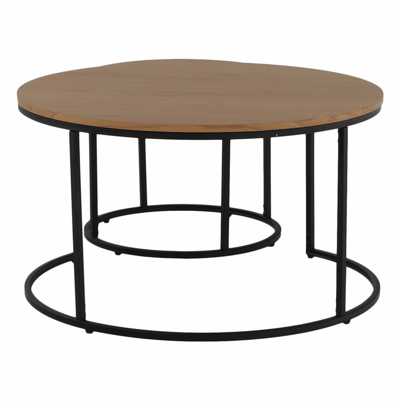 Két dohányzóasztal készlet, tölgyfa/fekete, IKLIN