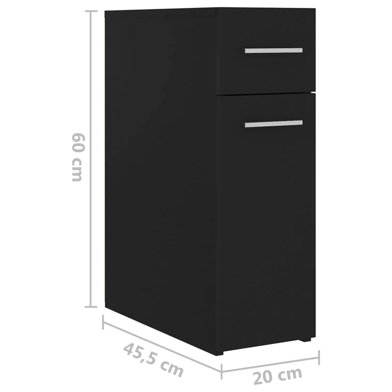 vidaXL fekete szerelt fa patikaszekrény 20x45,5x60cm