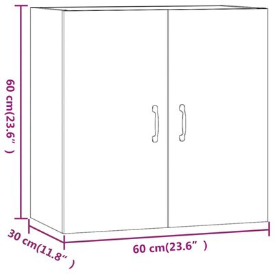 vidaXL fekete szerelt fa faliszekrény 60 x 31 x 60 cm