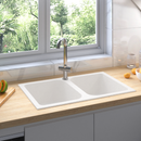 vidaXL Konyhai mosogató Fehér 76 x 48 x 30 cm Vízjáték és gyanta