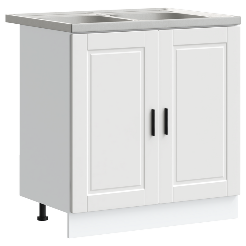 vidaXL Mosogatószekrény Porto 2 pcs Fehér 80 x 46 x 84.5 cm Faanyag