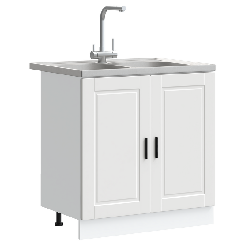 vidaXL Mosogatószekrény Porto 2 pcs Fehér 80 x 46 x 84.5 cm Faanyag