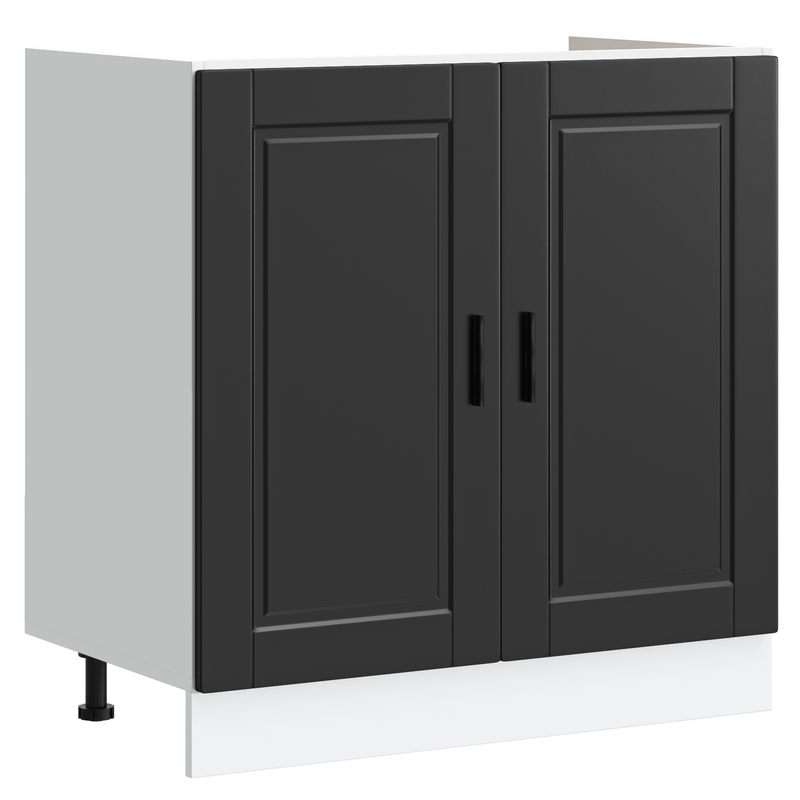 vidaXL Mosogatószekrény Porto 2 pcs Fekete 80 x 46 x 84.5 cm Faanyag