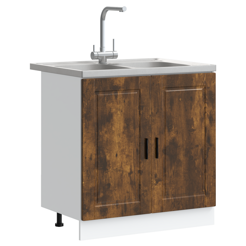 vidaXL Mosogatószekrény Porto 2 pcs Barna 80 x 46 x 84.5 cm Faanyag