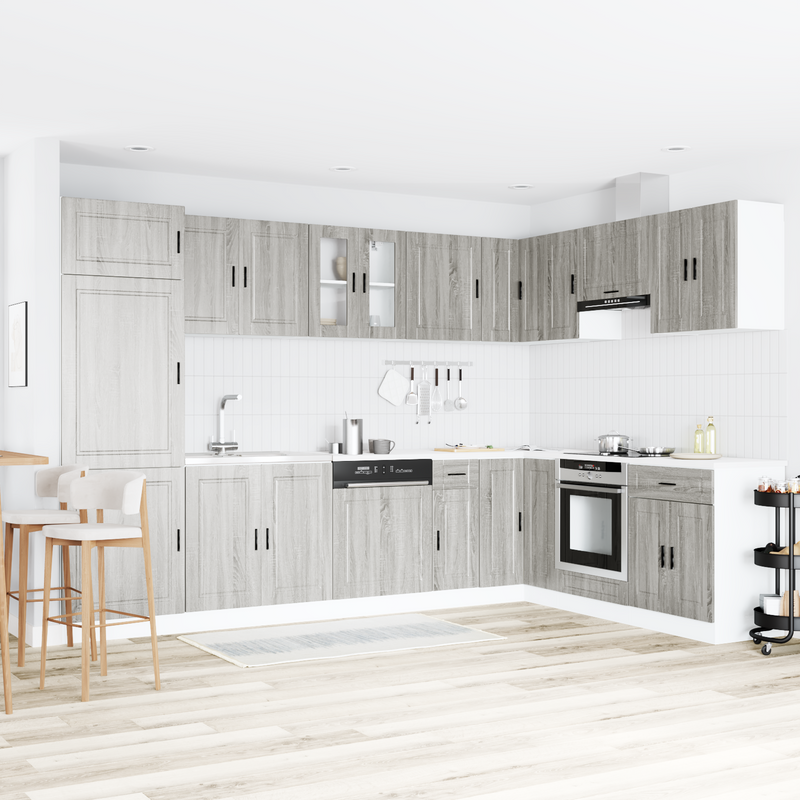 vidaXL Mosogatószekrény Porto 2 pcs Szürke 80 x 46 x 84.5 cm Faanyag