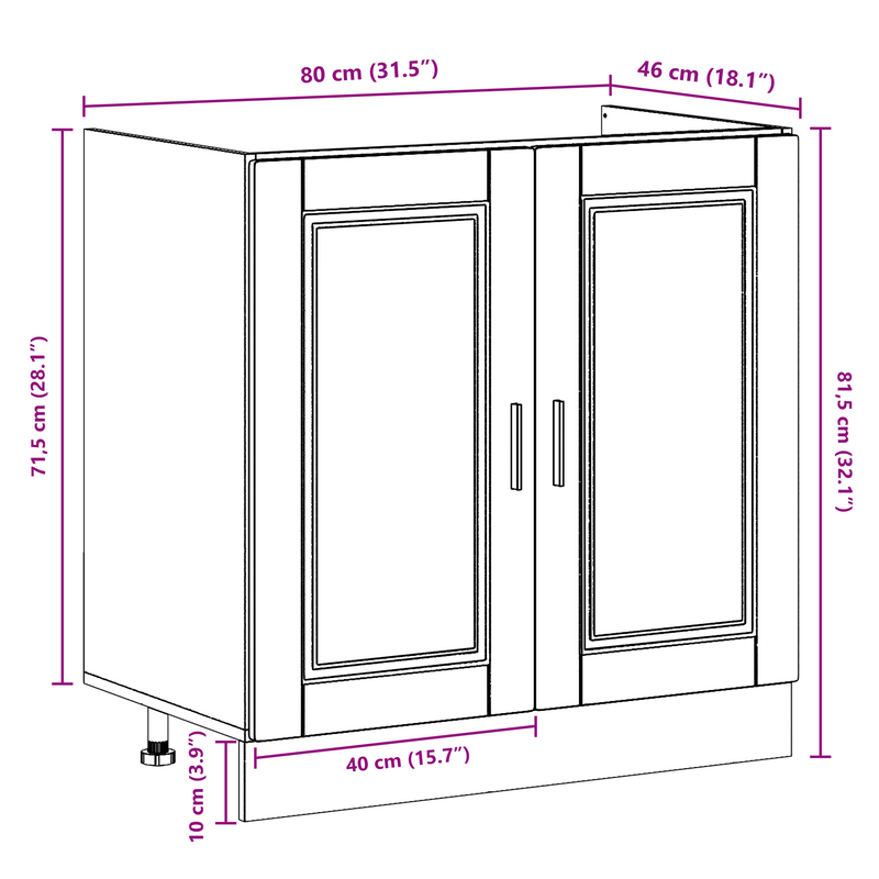 vidaXL Mosogatószekrény Porto 2 pcs Szürke 80 x 46 x 84.5 cm Faanyag